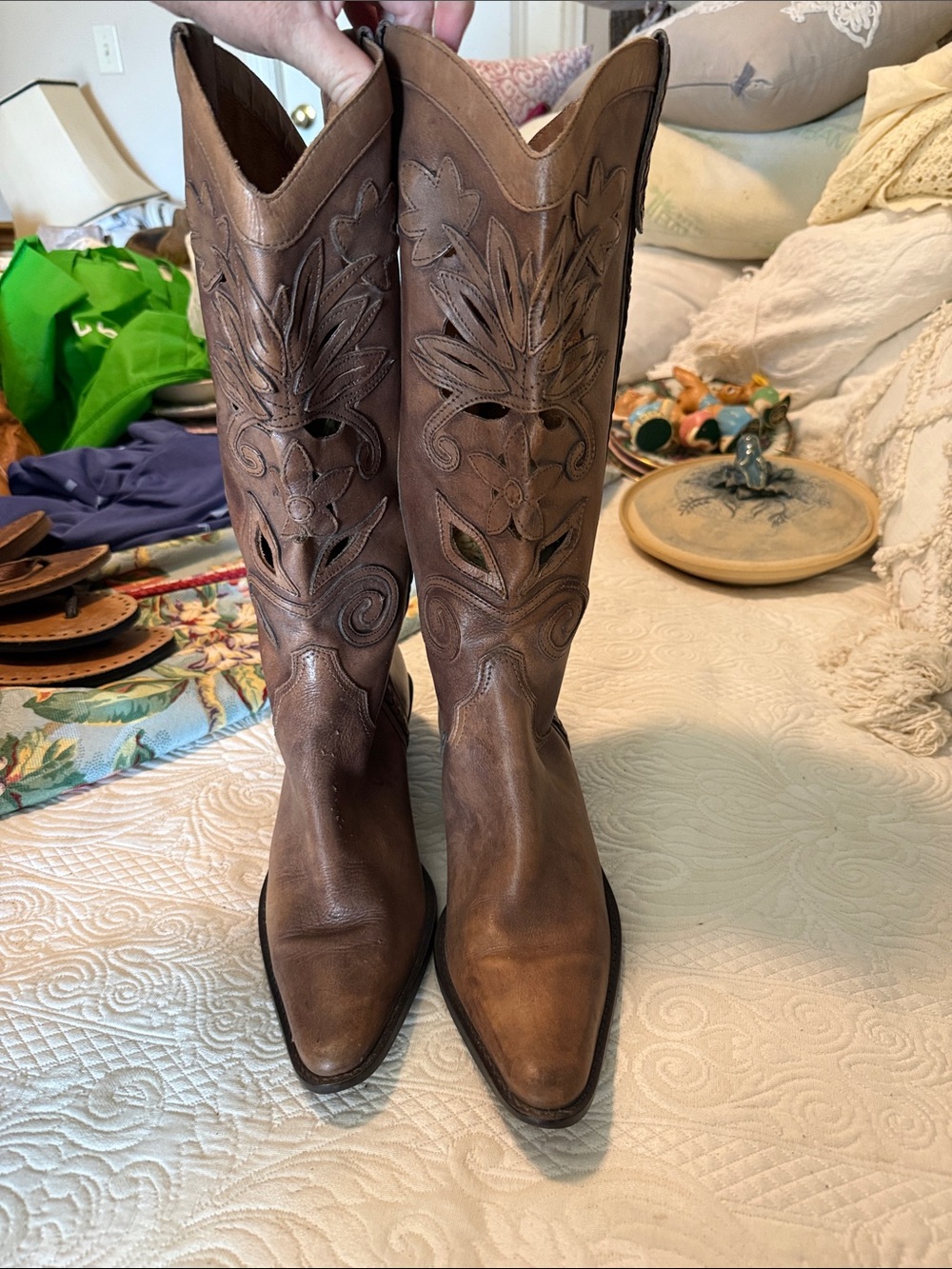 Women's Brown Leather Western Cowboy Boots